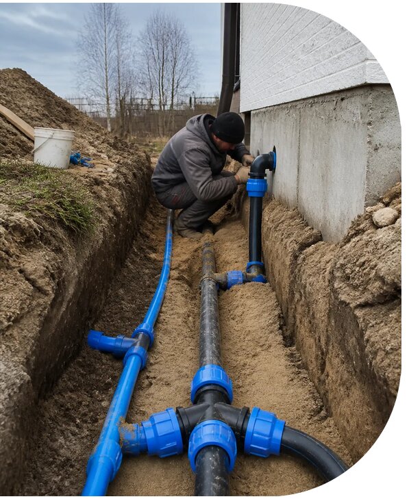 Монтаж наружного водопровода на участке под ключ в Махачкале